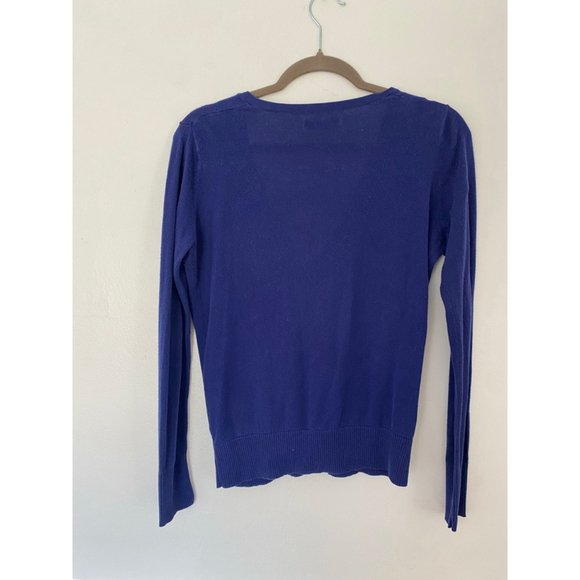 Old Navy Button Up Cardigan Deep Blue V Neck Cotton M Classic Preppy Academia - Picture 3 of 9